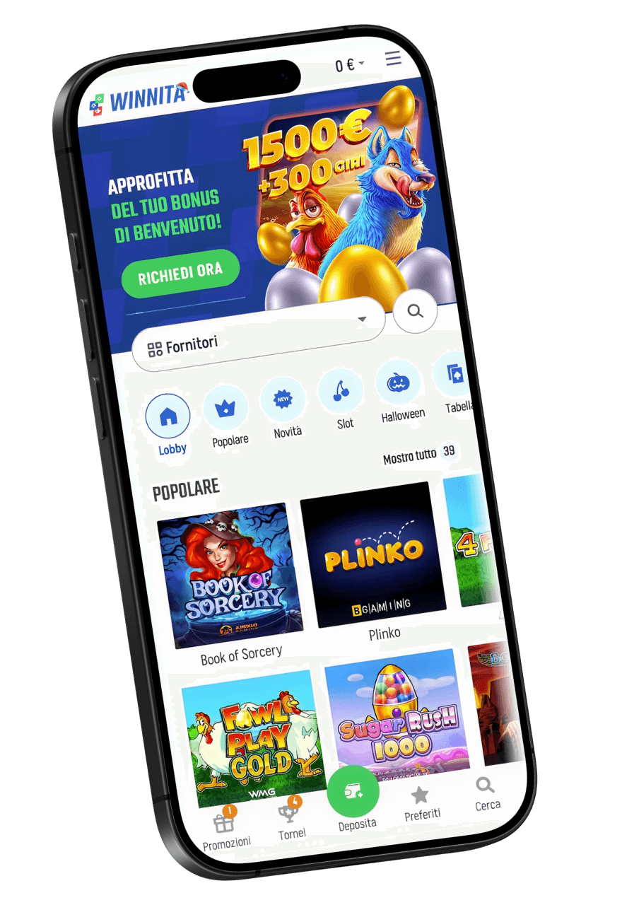 Interfaccia mobile Winnita su iPhone, immagine pubblicata dal sito